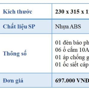 Thông số kỹ thuật tủ điện tạm công trường TV 1P16A