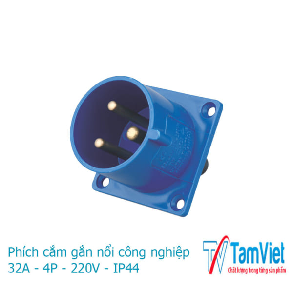 Phích cắm gắn nổi công nghiệp 32A- 3 chấu- 220V - IP44