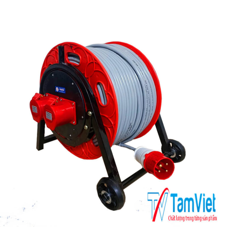 Rulo cuốn dây điện 100m, ổ cắm kéo dài 3 pha công nghiệp - Lô cuộn cáp điện