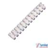 Cầu đấu dây 12 cực 30A màu trắng với thiết kế cách điện an toàn, phù hợp cho tủ điện dân dụng và công nghiệp.