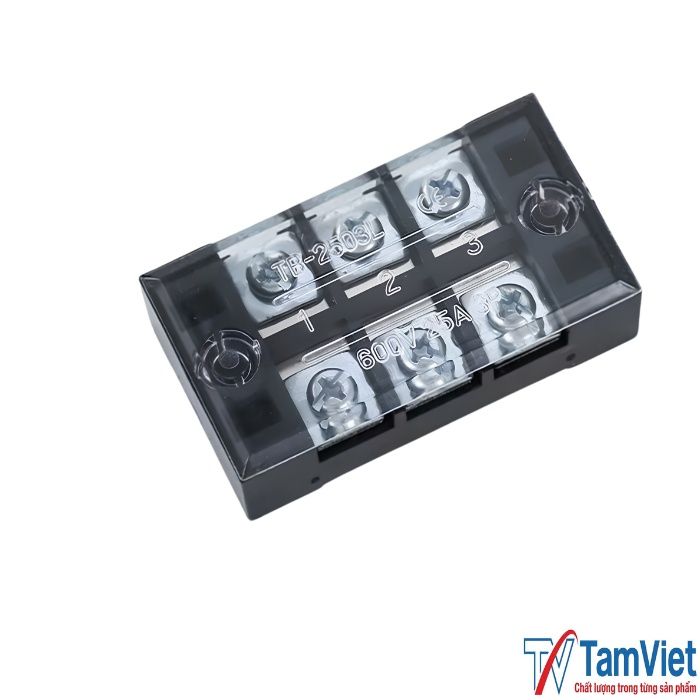 cau-dau-dien-3-cuc-25a-600v-4 Cầu đấu điện 3 cực 25A 600V giúp đấu nối dây dẫn an toàn, gọn gàng và ổn định trong tủ điện điều khiển và hệ thống điện công nghiệp.