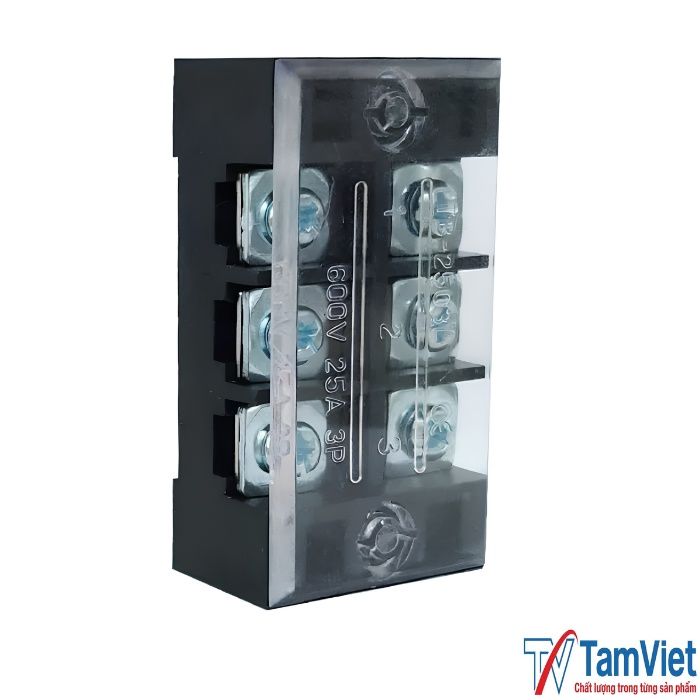 cau-dau-dien-3-cuc-25a-600v-5 Cầu đấu điện 3 cực 25A 600V giúp đấu nối dây dẫn an toàn, gọn gàng và ổn định trong tủ điện điều khiển và hệ thống điện công nghiệp.