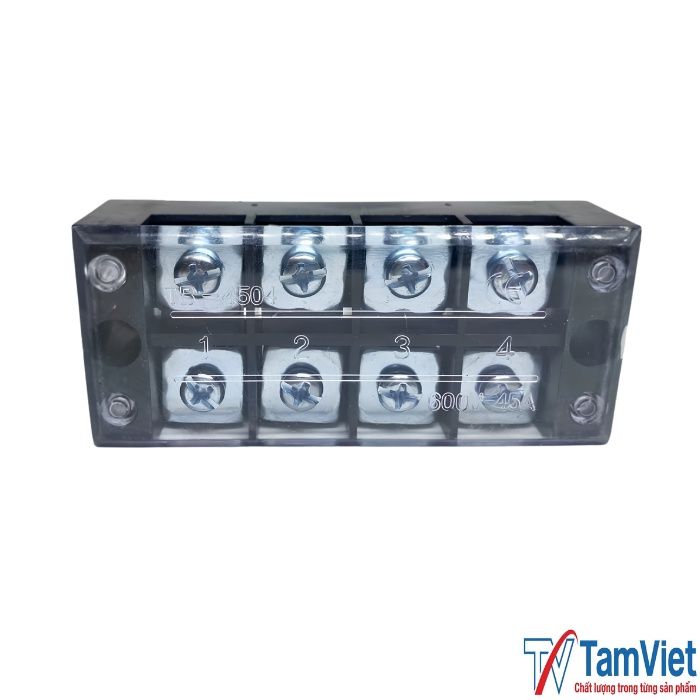 cau-dau-dien-4-cuc-45a-600v-4 Cầu đấu điện 4 cực 45A 600V giúp đấu nối dây dẫn chắc chắn, chịu tải cao và vận hành ổn định trong hệ thống điện công nghiệp.