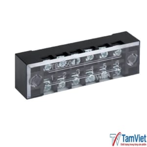 Hình ảnh cầu đấu điện 6 cực 15A với thiết kế đấu nối chắc chắn, cách điện an toàn, phù hợp cho tủ điện công nghiệp và dân dụng.