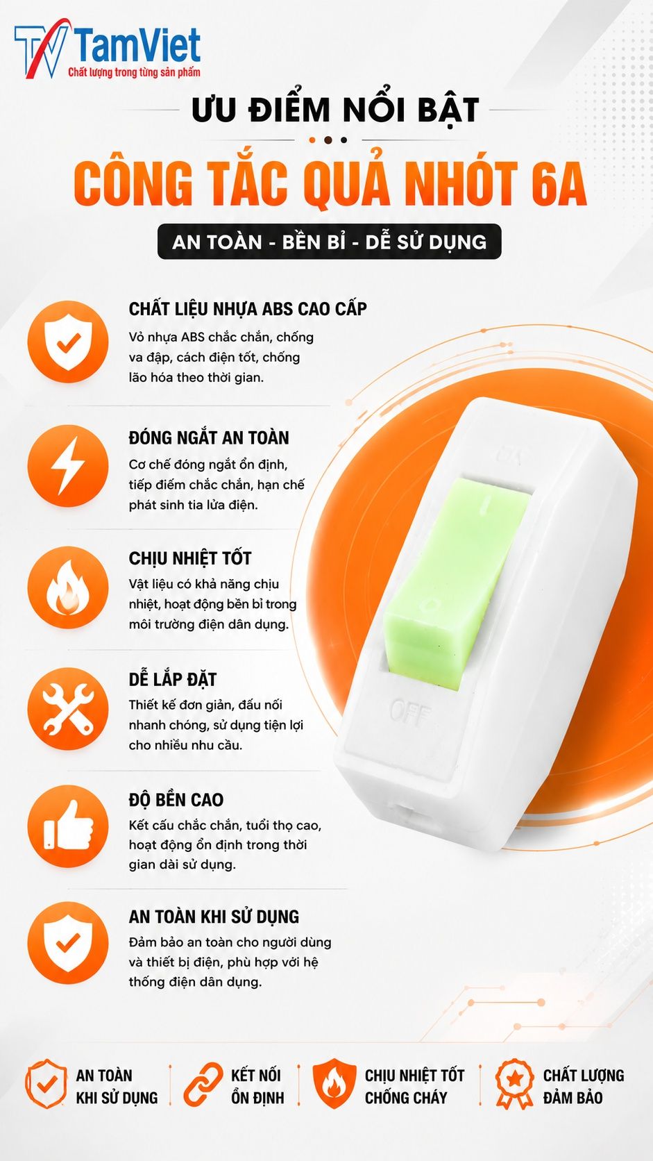 Ưu điểm công tắc quả nhót 6A