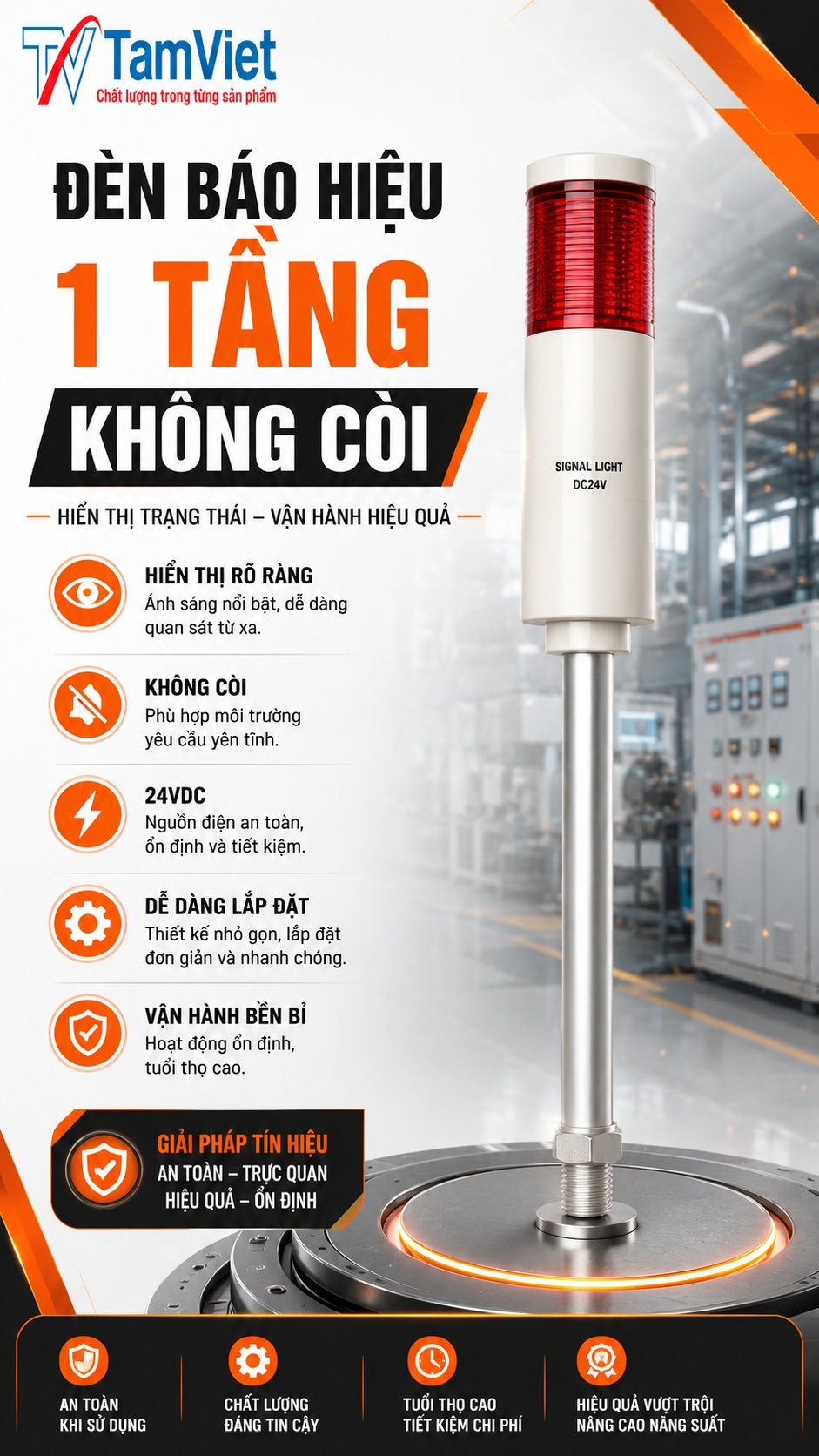 Đèn báo hiệu 1 tầng không còi
