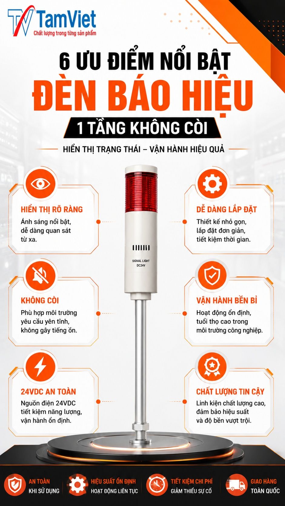 Ưu điểm đèn báo hiệu 1 tầng không còi