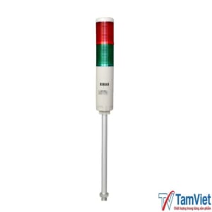 Đèn báo hiệu 2 tầng có còi sử dụng nguồn điện 24VDC giúp cảnh báo trạng thái vận hành bằng ánh sáng và âm thanh trong hệ thống công nghiệp.