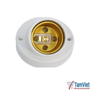 Đui vát xoáy E27 màu trắng sử dụng nhựa ABS nguyên sinh và láy tiếp xúc đồng nguyên chất, công suất 100W