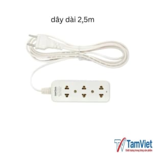 Ổ cắm điện 3 lỗ công suất 1200W thiết kế nhỏ gọn, cấp nguồn ổn định và an toàn cho nhiều thiết bị điện dân dụng.