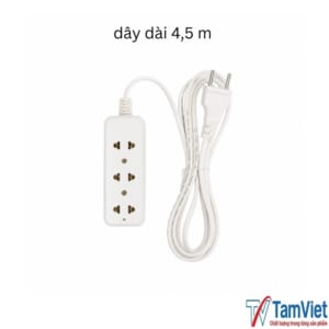 Ổ cắm điện 3 lỗ công suất 1200W thiết kế nhỏ gọn, cấp nguồn ổn định và an toàn cho nhiều thiết bị điện dân dụng.