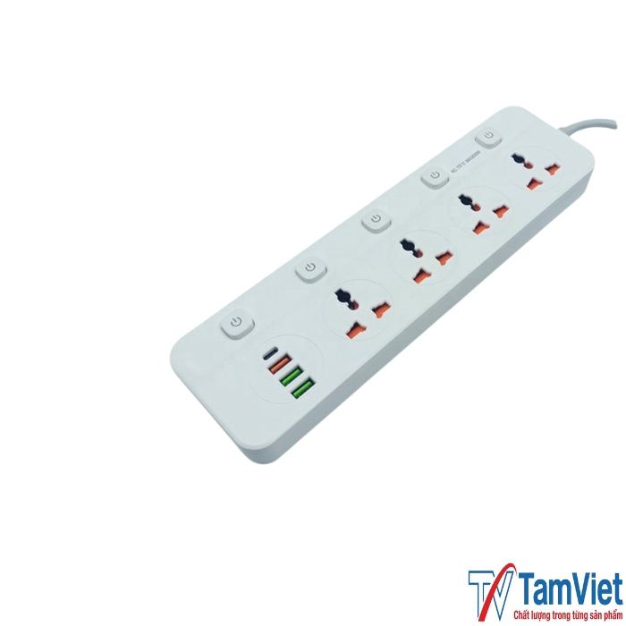 o-cam-dien-4-lo-usb-day-4-5m-1 Ổ cắm điện đa năng 4 lỗ cắm, cổng USB tích hợp, dây dài 4,5m, công tắc riêng và bảo vệ quá tải an toàn