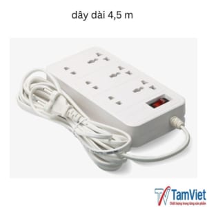 Ổ cắm điện 6 lỗ công suất 2500W, thiết kế an toàn, tiện dụng, chịu tải ổn định cho nhiều thiết bị điện dân dụng.