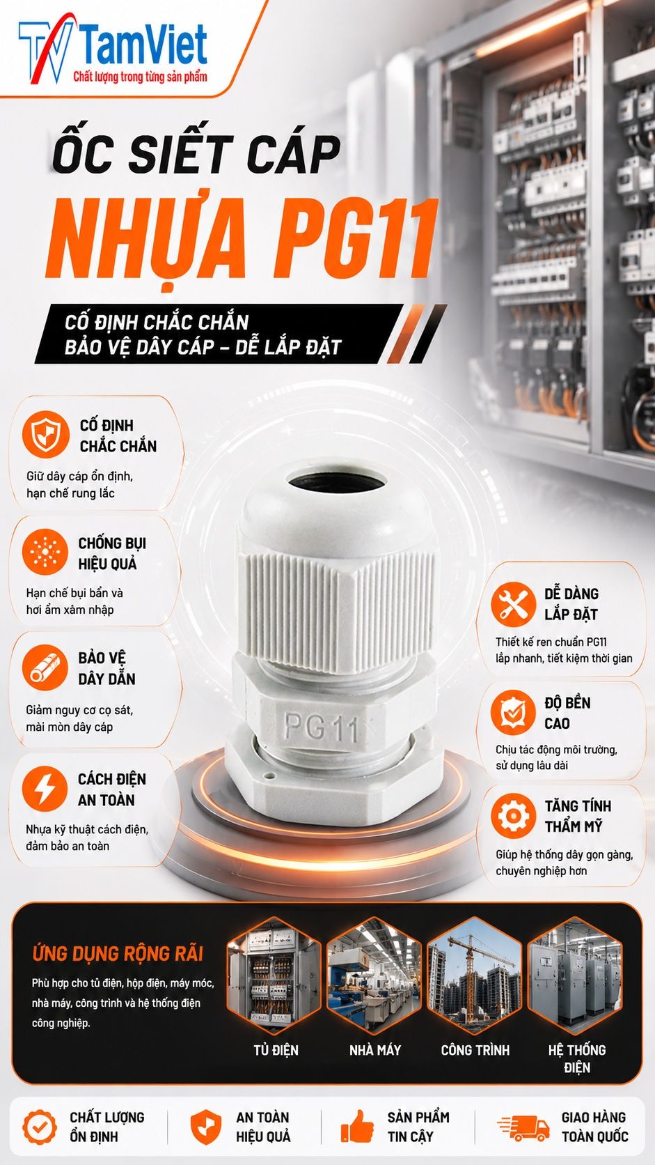 Ốc siết cáp nhựa PG11