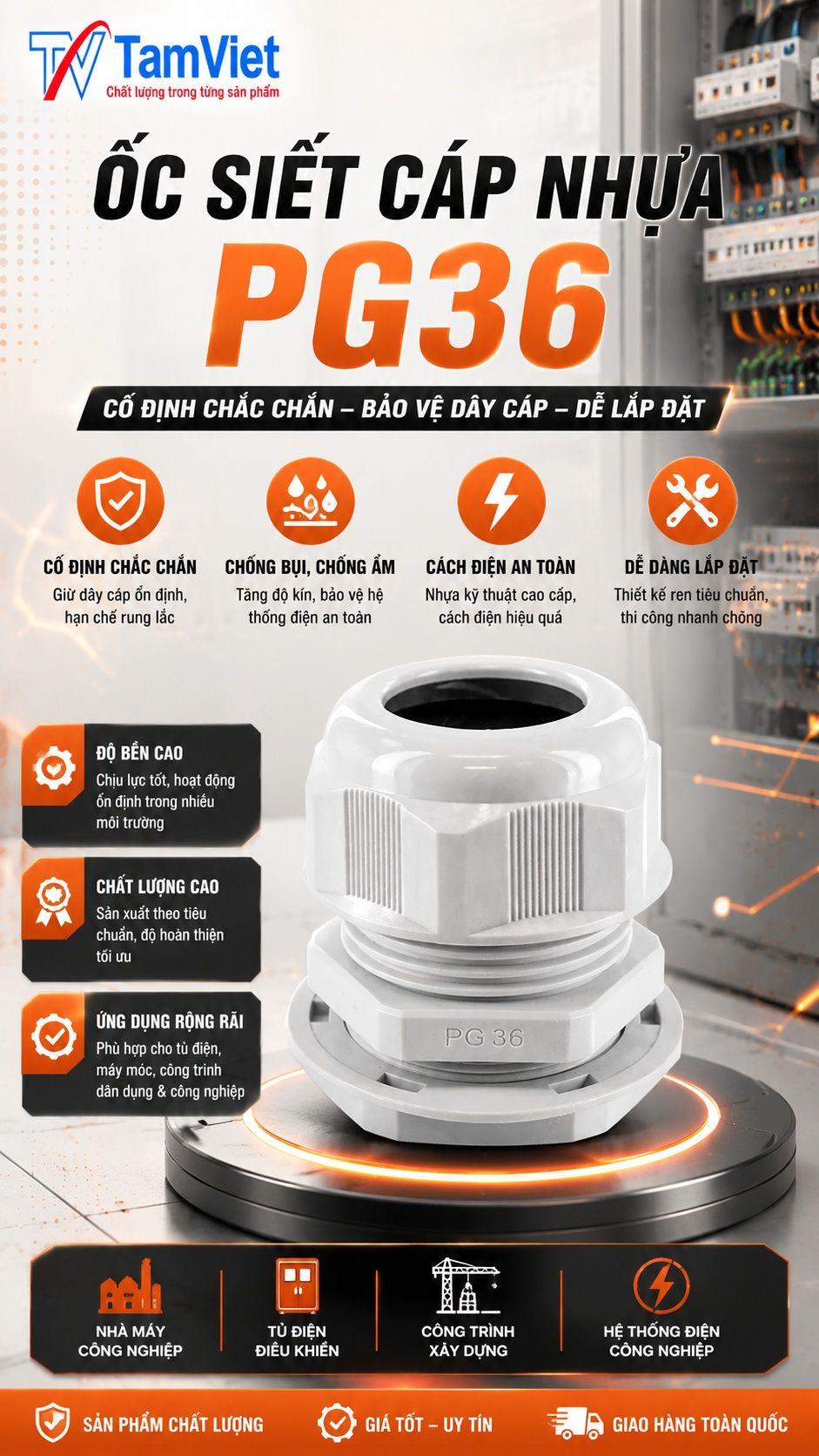 Ốc siết cáp nhựa PG36