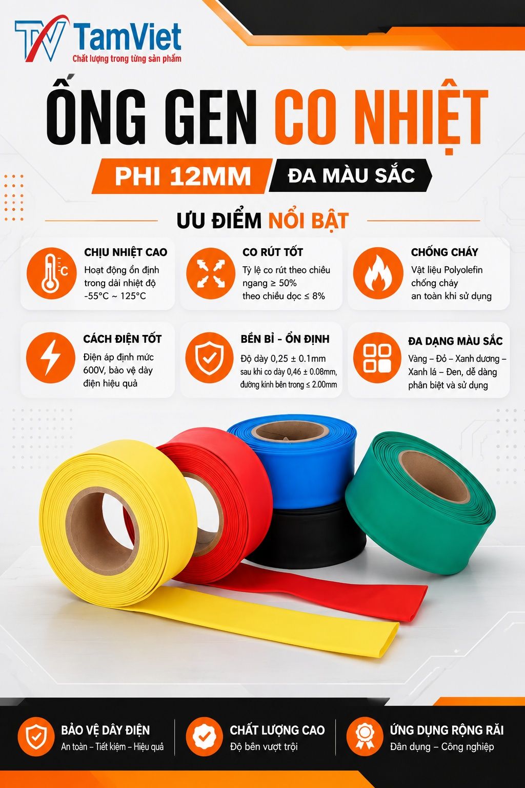 Ưu điểm nổi bật của ống gen co nhiệt phi 12mm