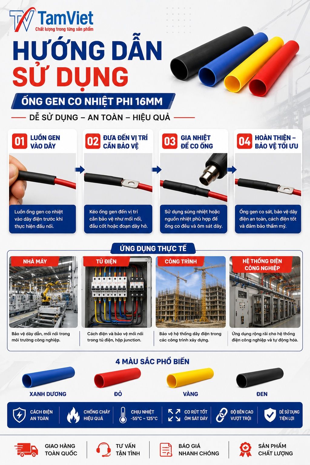 Hướng dẫn sử dụng ống gen co nhiệt phi 16mm