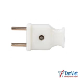 Phích cắm điện trắng thiết kế gọn gàng, chất liệu cách điện bền chắc, phù hợp sử dụng cho các thiết bị điện dân dụng.